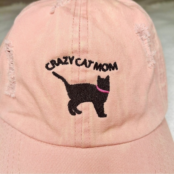 Cap Crazy Cat Mom Pink Cotton Hat Strapback Adjustable David and Young Brand - Picture 4 of 11